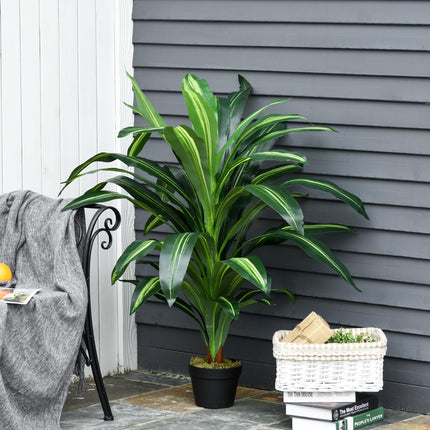 Set of 2 Artificial 110cm Dracaena Trees with Nursery Pots - Green