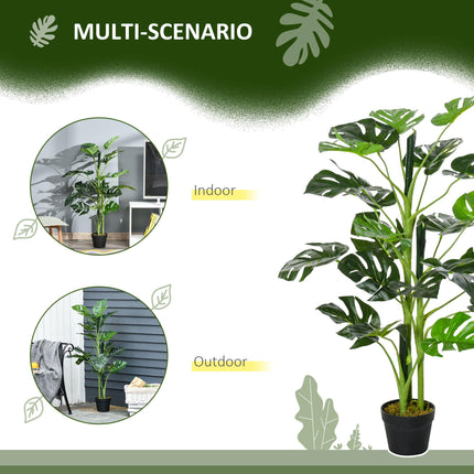 Set of 2 Artificial Monstera Trees 100cm with 21 Leaves in Nursery Pots - Green