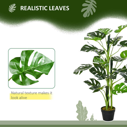 Set of 2 Artificial Monstera Trees 100cm with 21 Leaves in Nursery Pots - Green