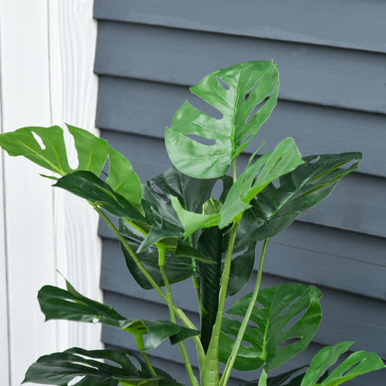 Set of 2 Artificial Monstera Trees 100cm with 21 Leaves in Nursery Pots - Green
