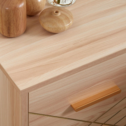 Scandinavian Bedside Cabinet with 2 Drawers - Natural Wood Finish