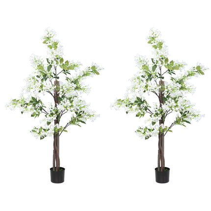 Set of 2 Artificial Honeysuckle Plants with Curved Boots - White
