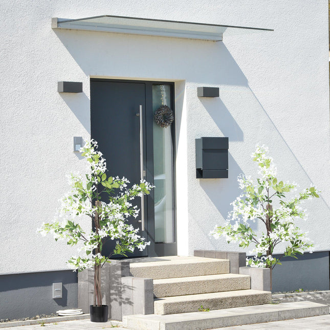 Set of 2 Artificial Honeysuckle Plants with Curved Boots - White