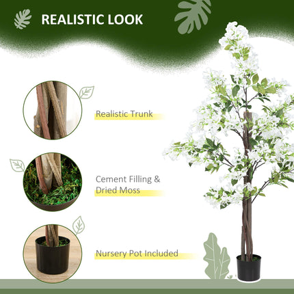Set of 2 Artificial Honeysuckle Plants with Curved Boots - White