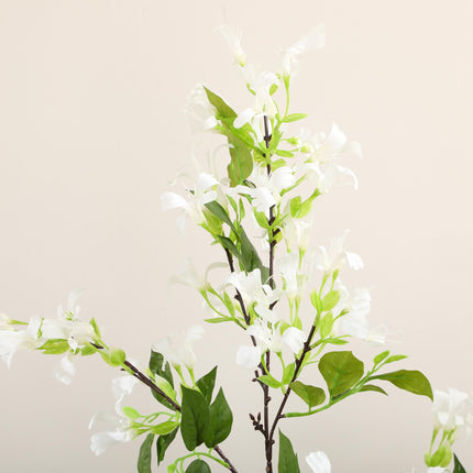 Set of 2 Artificial Honeysuckle Plants with Curved Boots - White