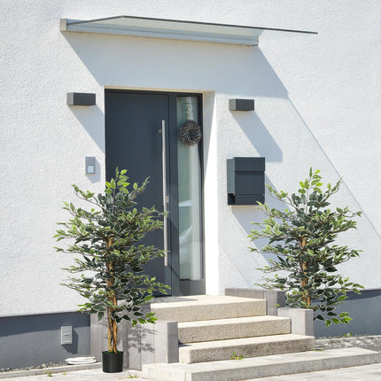 Set of 2 Artificial 130cm Ficus Trees in Pot with Lifelike Leaves and Natural Trunks - Green
