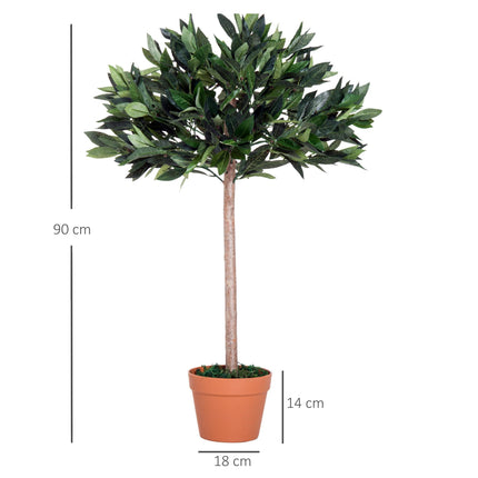 Set of 2 Artificial Laurel Trees with Orange Pots - Green and Orange