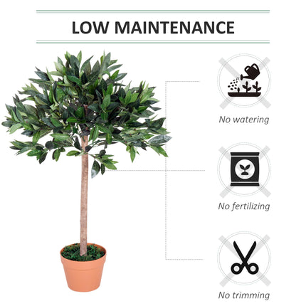 Set of 2 Artificial Laurel Trees with Orange Pots - Green and Orange