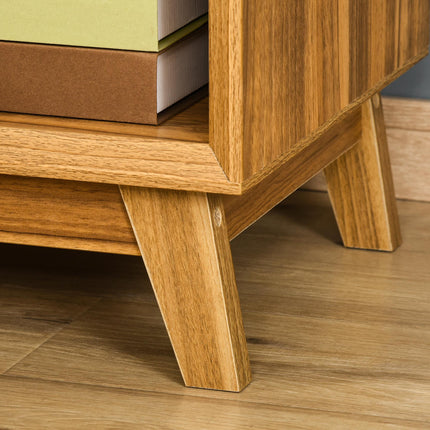 Set of 2 Modern Walnut Brown Bedside Tables with Drawer and Shelf - Walnut Brown