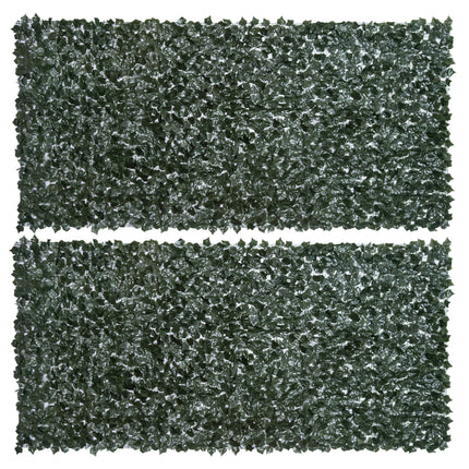 Set of 2 Artificial Leaf Hedge Screens 300x150cm UV-Stabilised - Dark Green