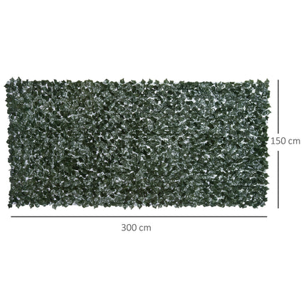 Set of 2 Artificial Leaf Hedge Screens 300x150cm UV-Stabilised - Dark Green