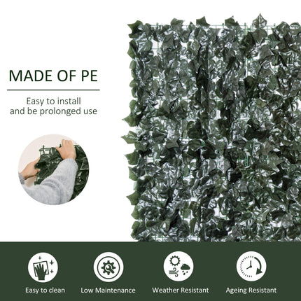 Set of 2 Artificial Leaf Hedge Screens 300x150cm UV-Stabilised - Dark Green