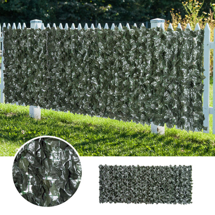 Set of 2 Artificial Leaf Hedge Screens 300x150cm UV-Stabilised - Dark Green