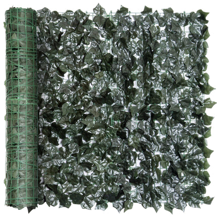 Set of 2 Artificial Leaf Hedge Screens 300x150cm UV-Stabilised - Dark Green