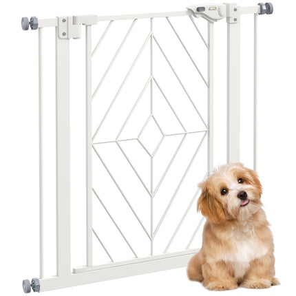 Pressure Fit Stair and Dog Gate with Auto Close & Double Lock, Fits 74-80cm Openings - White