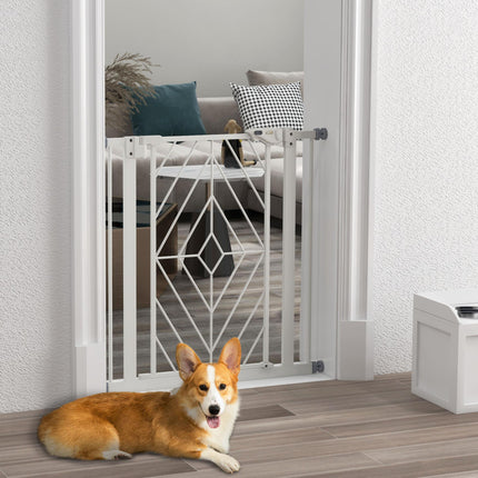 Pressure Fit Stair and Dog Gate with Auto Close & Double Lock, Fits 74-80cm Openings - White