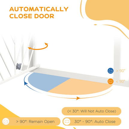 Pressure Fit Stair and Dog Gate with Auto Close & Double Lock, Fits 74-80cm Openings - White