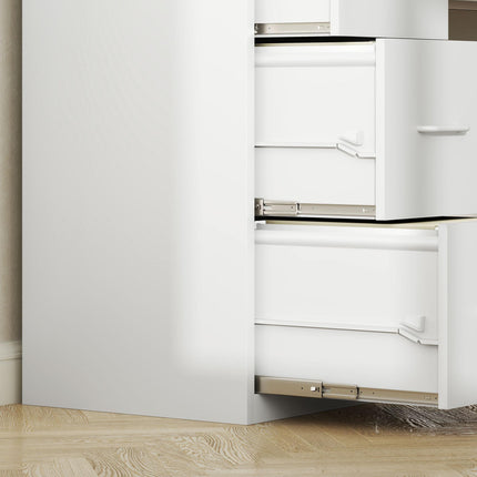 Four-Drawer Modern Steel Filing Cabinet - White