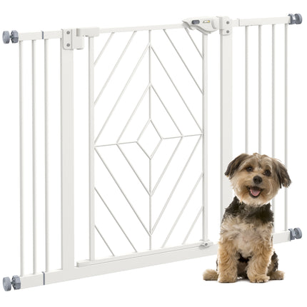 Pressure Fit Stair Dog Gate with Auto Close & Double Lock for 74-100cm Openings - White