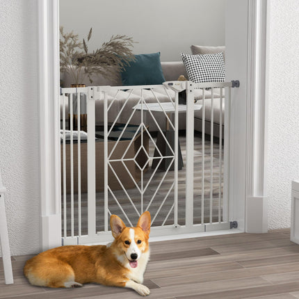 Pressure Fit Stair Dog Gate with Auto Close & Double Lock for 74-100cm Openings - White
