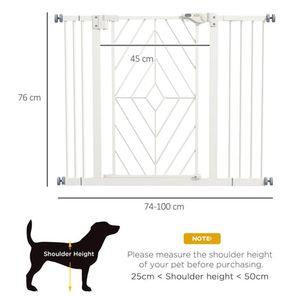 Pressure Fit Stair Dog Gate with Auto Close & Double Lock for 74-100cm Openings - White