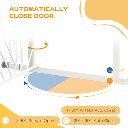 Pressure Fit Stair Dog Gate with Auto Close & Double Lock for 74-100cm Openings - White