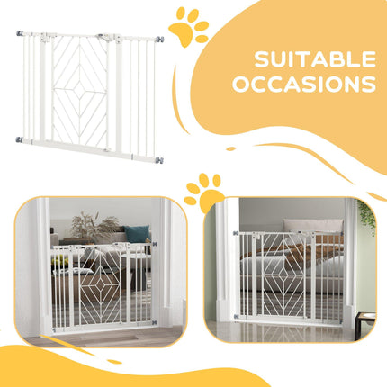 Pressure Fit Stair Dog Gate with Auto Close & Double Lock for 74-100cm Openings - White