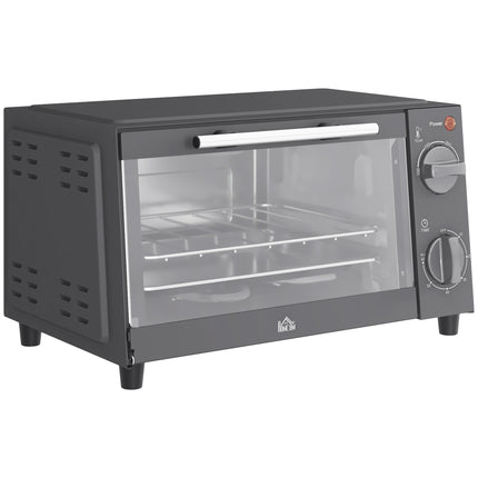 9L Mini Electric Oven with Adjustable Temperature & Dishwasher Safe Tray - Grey