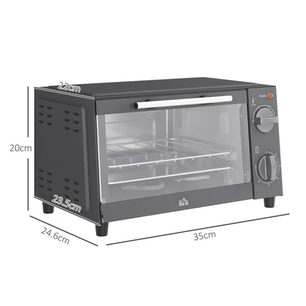 9L Mini Electric Oven with Adjustable Temperature & Dishwasher Safe Tray - Grey