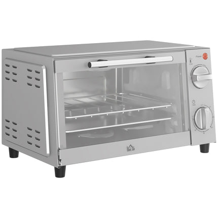 9L Mini Electric Countertop Oven With Adjustable Temperature - Silver