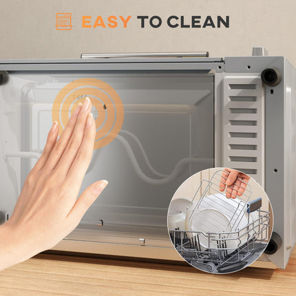 9L Mini Electric Countertop Oven With Adjustable Temperature - Silver