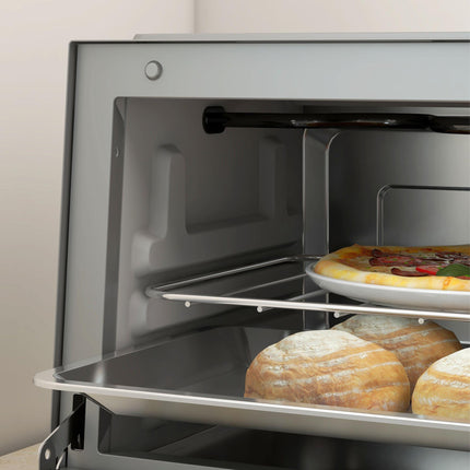 9L Mini Electric Countertop Oven With Adjustable Temperature - Silver