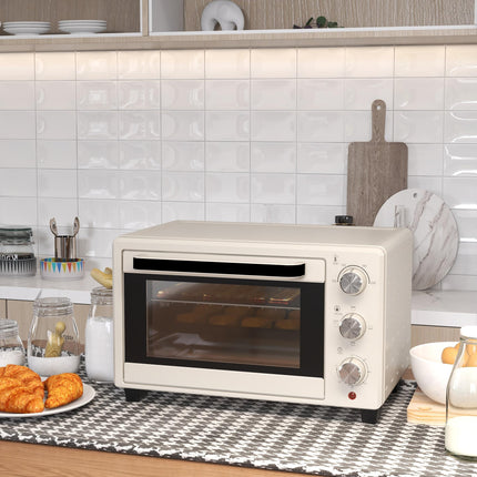 21 Litre Countertop Mini Oven with Adjustable Temperature - Cream