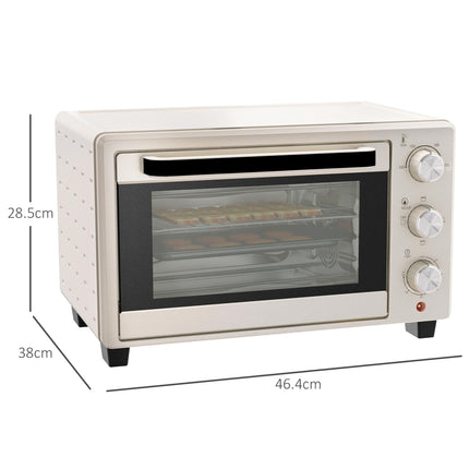 21 Litre Countertop Mini Oven with Adjustable Temperature - Cream