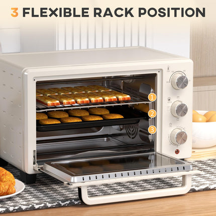21 Litre Countertop Mini Oven with Adjustable Temperature - Cream