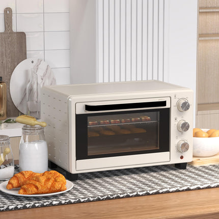 21 Litre Countertop Mini Oven with Adjustable Temperature - Cream