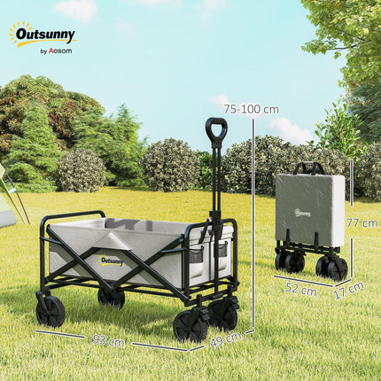 Folding Cargo Wagon Trolley with Telescopic Handle and Multi-Terrain Wheels - Dark Grey