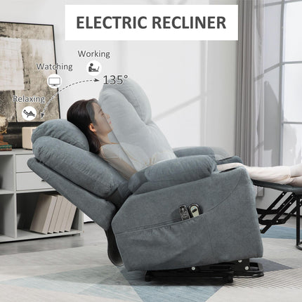 Lift-and-Recline Massage Armchair with Heat and 8-Point Vibration Massage - Grey