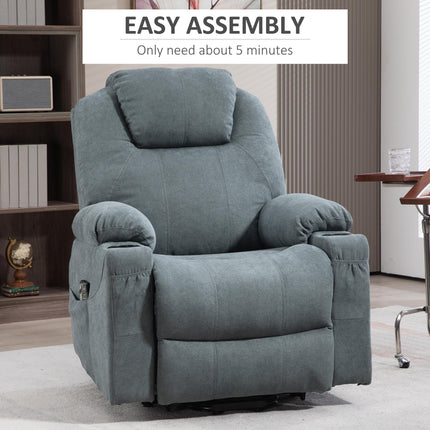 Lift-and-Recline Massage Armchair with Heat and 8-Point Vibration Massage - Grey