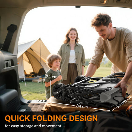 Folding Trolley Cart Storage Wagon with Overhead Canopy and 4 Wheels for Camping & Beach - Grey