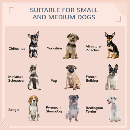 Extendable Elevated Rattan Dog Bed with Water-Resistant Roof and Removable Cushion for Small to Medium Dogs - Brown and White Cream