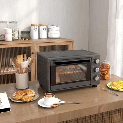 21L Mini Electric Oven with Adjustable Temperature & Timer - Grey