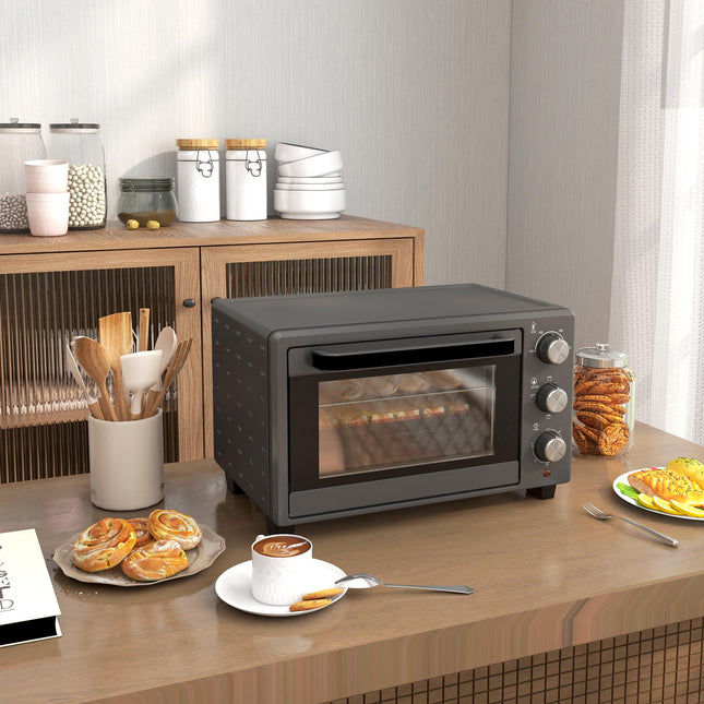 21L Mini Electric Oven with Adjustable Temperature & Timer - Grey