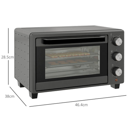21L Mini Electric Oven with Adjustable Temperature & Timer - Grey
