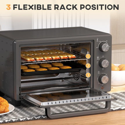 21L Mini Electric Oven with Adjustable Temperature & Timer - Grey