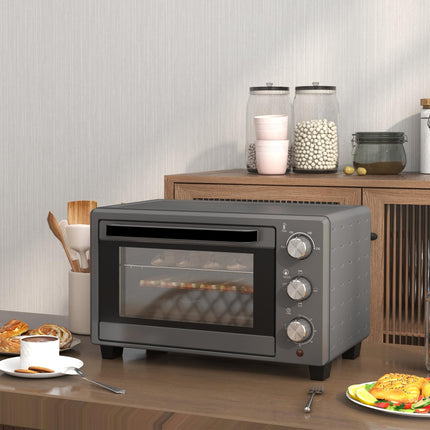 21L Mini Electric Oven with Adjustable Temperature & Timer - Grey