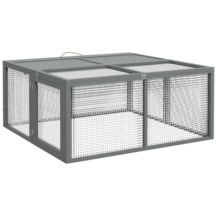 Wooden Folding Rabbit Hutch for 2-3 Rabbits with Handle and Doors - Grey