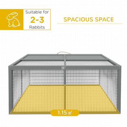 Wooden Folding Rabbit Hutch for 2-3 Rabbits with Handle and Doors - Grey