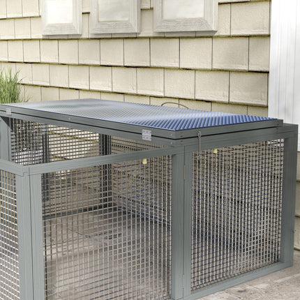 Wooden Folding Rabbit Hutch for 2-3 Rabbits with Handle and Doors - Grey