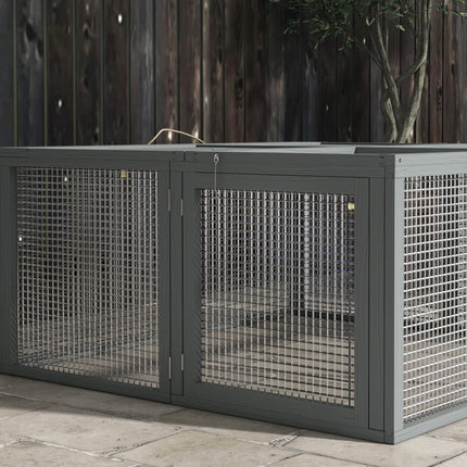 Wooden Folding Rabbit Hutch for 2-3 Rabbits with Handle and Doors - Grey